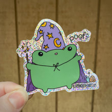 Load image into Gallery viewer, Froggy Wizard 3” Glitter Vinyl Sticker