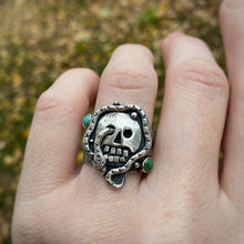 Load image into Gallery viewer, Tibetan Turquoise Magic Skull Ring / Size 8.75
