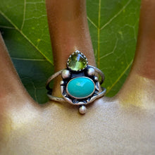 Load image into Gallery viewer, Peridot &amp; Turquoise Statement Ring / Size 8.25