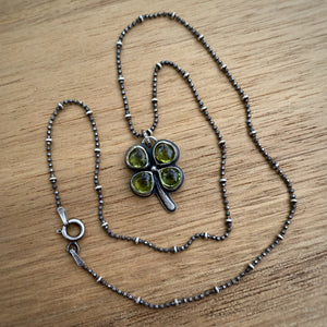 Peridot Four Leaf Clover Necklace / 16”