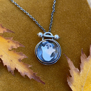 Trapped Ghostie Toggle Necklace {Mustard} / Choose Your Chain Length!