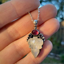 Load image into Gallery viewer, Rainbow Moonstone, Pink Tourmaline, &amp; Iolite Leaf Necklace / 20”