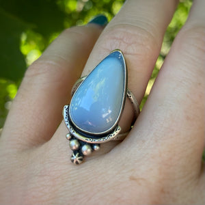 Owyhee Blue Opal Statement Ring / Size 8.5 - 8.75