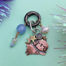 Load image into Gallery viewer, Scruffy, the Party Pup Rainbow Moonstone &amp; Copper Charm