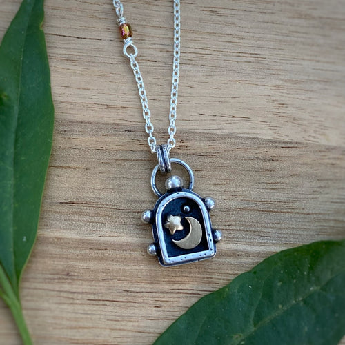 Moon & Star Lantern Shadowbox Necklace / 20”