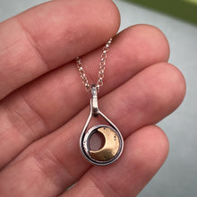 Load image into Gallery viewer, Rose Quartz Reversible Moon Necklace / 18.75”