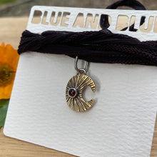 Load image into Gallery viewer, Garnet &amp; Brass Moon Silk Choker