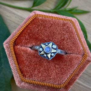 Moonstone Starry Stacker Ring / Size 7