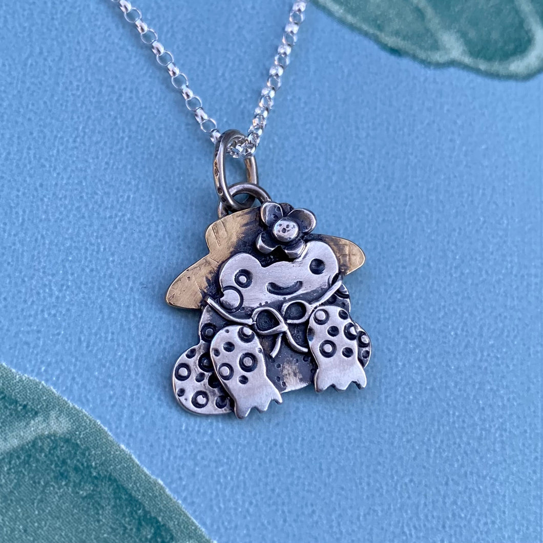 “Lady Lily Padds” Frog Necklace / Choose Your Own Chain Length!