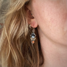 Load image into Gallery viewer, Dendritic Opal &amp; Sunstone Striped Earrings