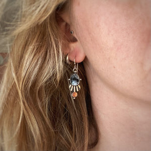 Dendritic Opal & Sunstone Striped Earrings