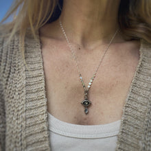 Load image into Gallery viewer, Labradorite, White Moonstone, &amp; Pyrite Eye Necklace / 20.5”