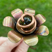 Load image into Gallery viewer, Copper, Brass, &amp; Glass Flower Pick / Black Speckles
