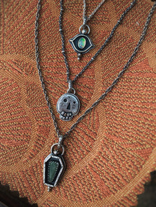 Synthetic Opal Evil Eye Necklace / 16”