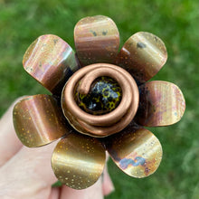 Load image into Gallery viewer, Copper, Brass, &amp; Glass Flower Pick / Black Speckles