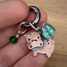 Load image into Gallery viewer, Fiona the Hippo Copper &amp; Glass Charm