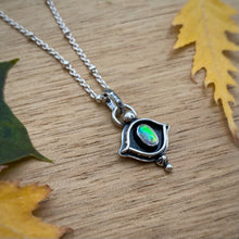 Load image into Gallery viewer, Synthetic Opal Evil Eye Necklace / 16”