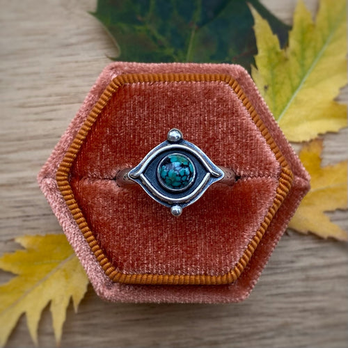 New Lander Turquoise Evil Eye Ring / Size 8.5