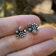 Load image into Gallery viewer, Sunstone &amp; Citrine Flower Stud Earrings