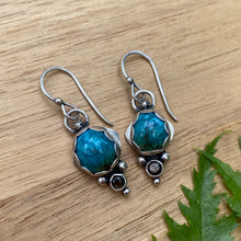 Load image into Gallery viewer, Mineral Park Turquoise &amp; Black Sapphire Earrings