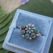 Load image into Gallery viewer, Chinese Turquoise Flower Ring / Size 8