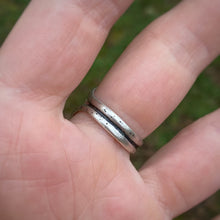 Load image into Gallery viewer, Green Serpentine &amp; Onyx Sword Statement Ring / Size 9.25-9.75