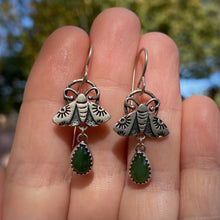 Load image into Gallery viewer, Jade Teardrop Moth Earrings