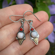 Load image into Gallery viewer, Pink Opal &amp; Coral Ice Cream Cone Earrings