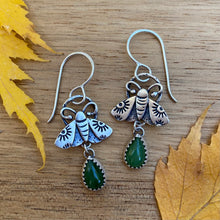 Load image into Gallery viewer, Jade Teardrop Moth Earrings