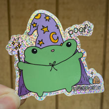 Load image into Gallery viewer, Froggy Wizard 3” Glitter Vinyl Sticker