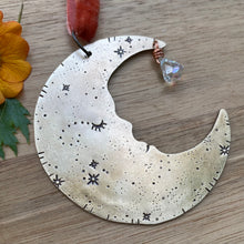 Load image into Gallery viewer, Brass &amp; Glass Crescent Moon Ornament {C}
