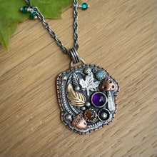Load image into Gallery viewer, Amethyst, Sunstone, &amp; Amazonite Forager Pendant Necklace / 18”