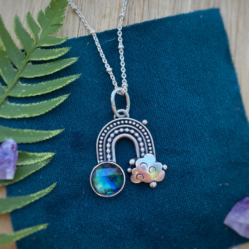 Abalone Quartz Rainbow Necklace / 20”