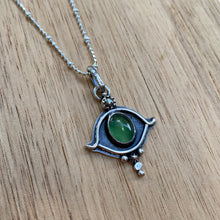 Load image into Gallery viewer, Green Serpentine &amp; Pyrite Eye Necklace / 18”