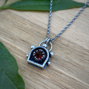 Garnet Lantern Shadowbox Necklace / 18”