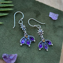 Load image into Gallery viewer, Amethyst &amp; Citrine Starry Flower Earrings