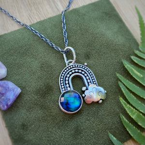 Abalone Quartz Rainbow Necklace / 19”