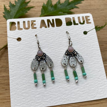 Load image into Gallery viewer, Pink Opal Beaded Fringe Flower Earrings
