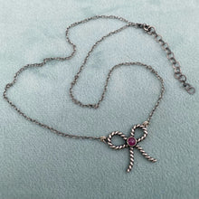 Load image into Gallery viewer, Ruby Bow Necklace / 16.5”-18.25”