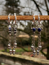 Load image into Gallery viewer, Lapis Lazuli &amp; Fringe Hoop Earring Set