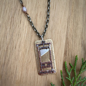 Guillotine Mixed Metal Statement Necklace / 28”
