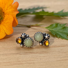Load image into Gallery viewer, Yellow Serpentine &amp; Citrine Cluster Stud Earrings