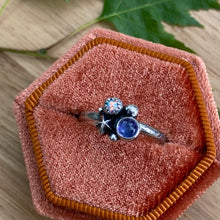 Load image into Gallery viewer, Tanzanite &amp; Synthetic Opal Starry Ring / Size 6.75