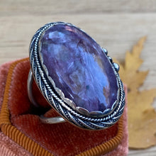 Load image into Gallery viewer, Charoite Chunky Statement Ring / Size 9