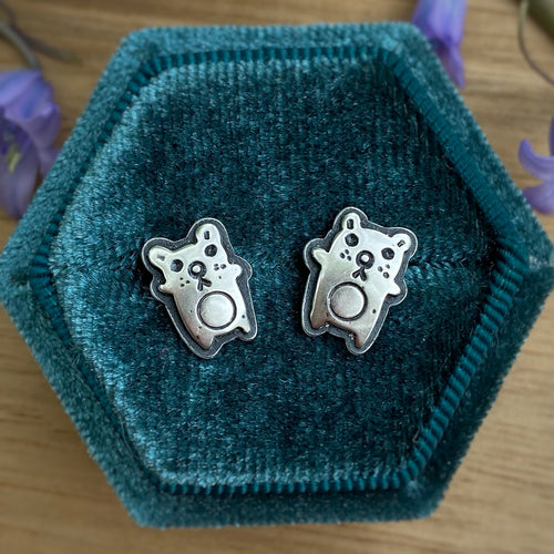 Layered Teddy Bear Stud Earrings