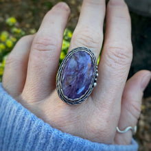 Load image into Gallery viewer, Charoite Chunky Statement Ring / Size 9
