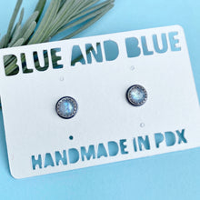 Load image into Gallery viewer, Rose Cut Rainbow Moonstone Studs / Made to Order