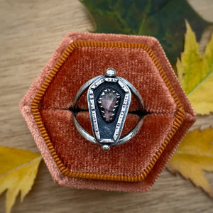Rhodonite Coffin Ring / Size 6.75