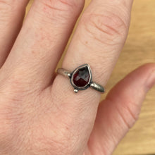 Load image into Gallery viewer, Garnet Teardrop Solitaire Ring / Size 9.75