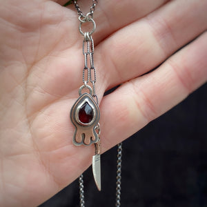 Garnet Drippy + Knife Necklace / 18”